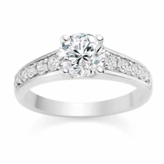 Solitaire Pave-Set Engagement Ring Set in 9K White Gold (0.00ct tw)